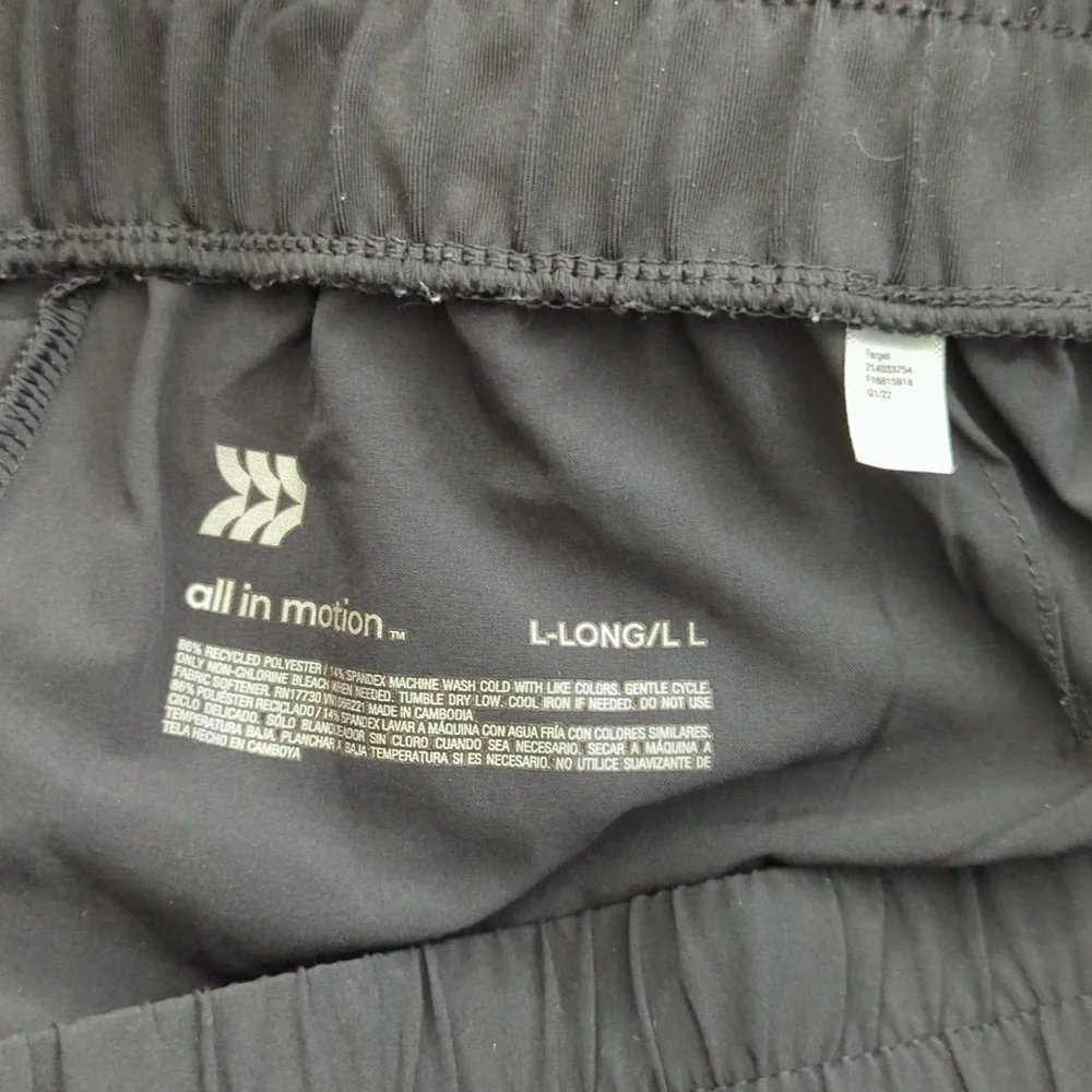 NWT! ~ALL IN MOTION~ BLACK WIDE WAIST VERY LONG ACTIVE WIDE LEG PANTS-L/LONG - Picture 7 of 9
